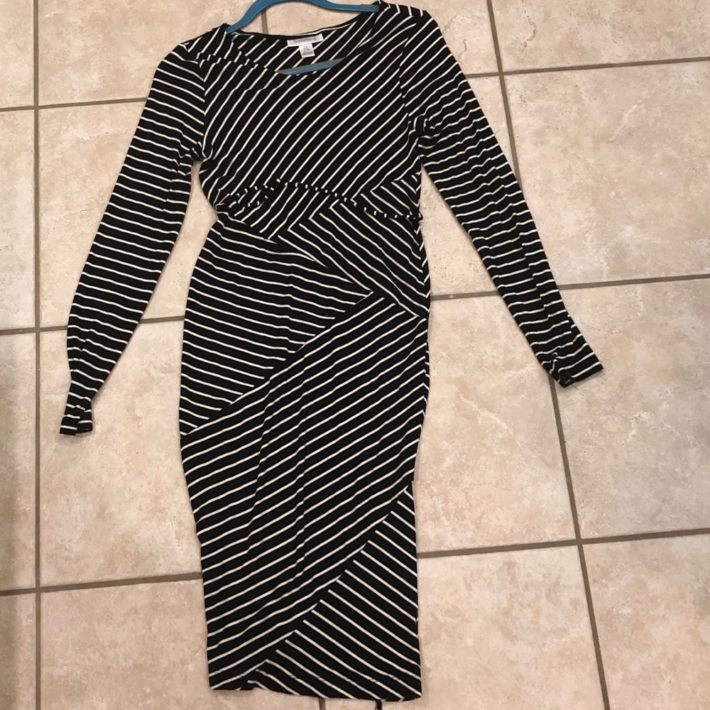 Motherhood Maternity Striped Dress with tie